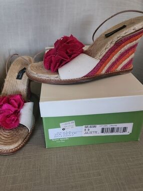 Kate Spade Size 9 Juliette Pink Floral Tie-up Espadrille Wedge Sandals